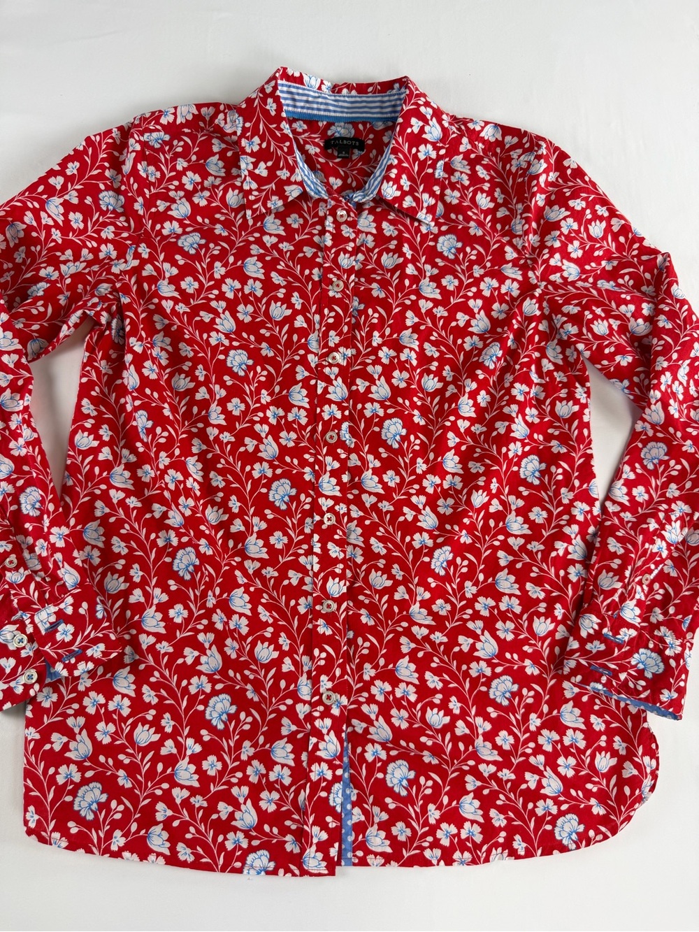 Talbots Red White Floral Button-Down Shirt- beautiful quality size small